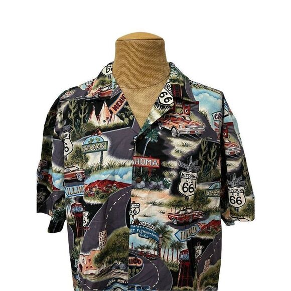 PACIFIC LEGEND Short Sleeve Button Front Shirt World Travel‎ States Size 2XL - Picture 2 of 5